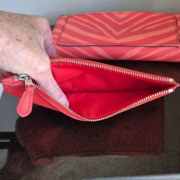 Coach Coral Zebra Print Wallet and Pouch Set - Picture 14 of 16